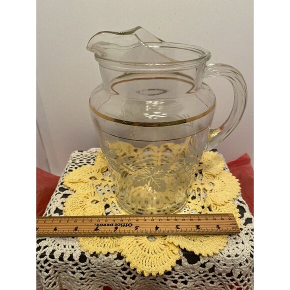 Other - Vintage Bartlett Collins Pitcher Etched Grapevines Mid Century Modern‎ Barware.